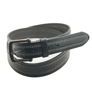 COLUMBIA Men's 42 Black Leather Belt Contrast Stitch Casual Outdoorsman Hunting